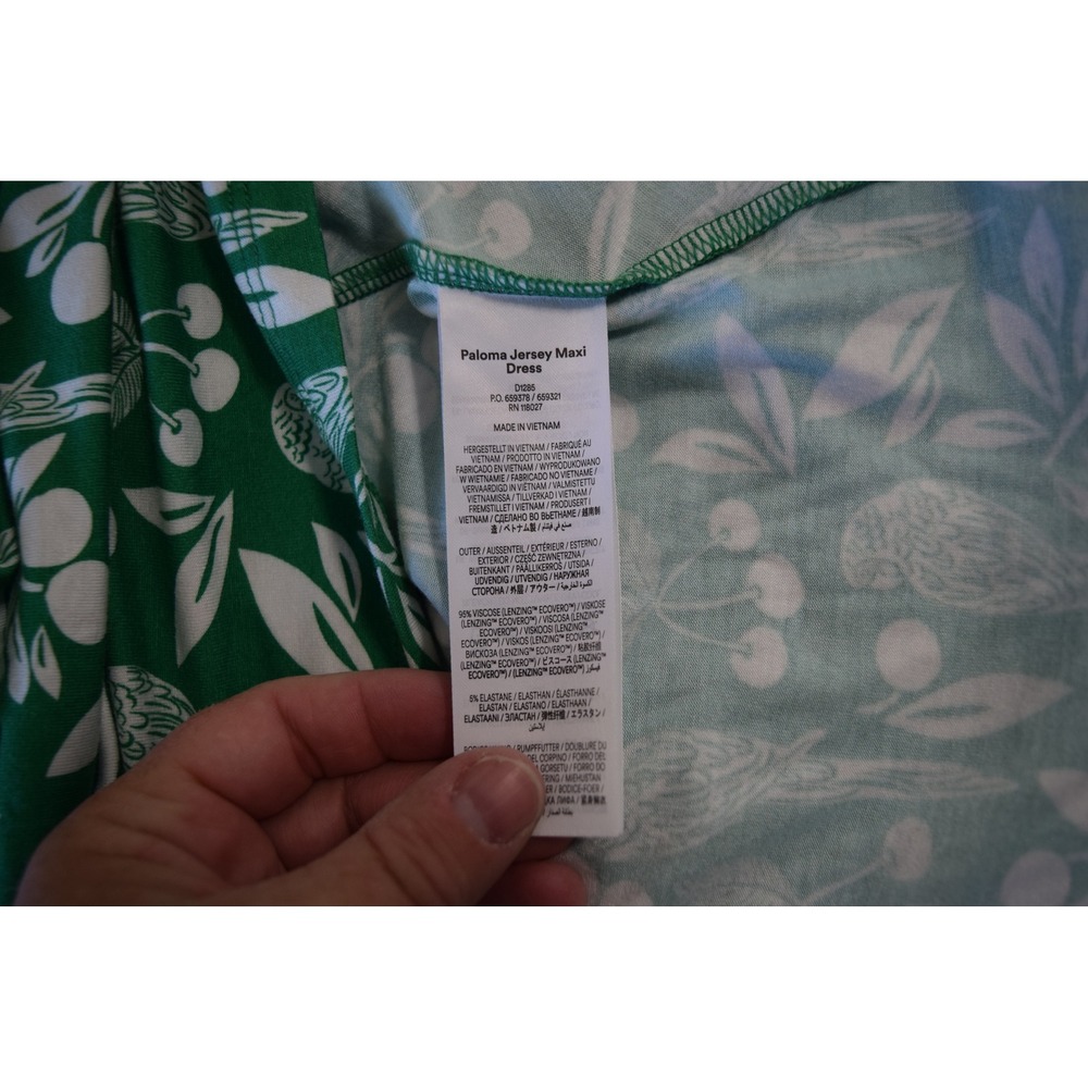 Boden Paloma Maxi Dress 4P Green Parrot V Neck Smocked Waist Sleeveless - Picture 6 of 7